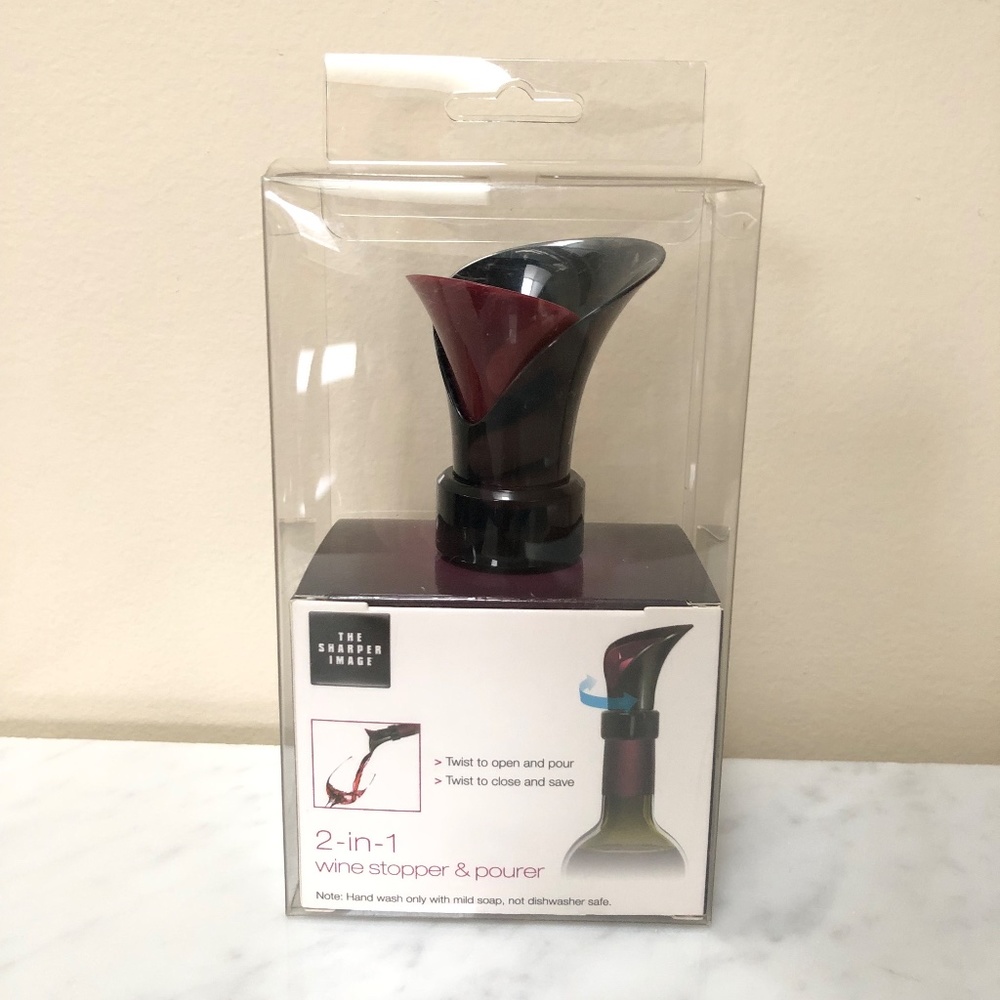 (New) The Sharper Image 2-In-1 Wine Stopper & Pourer Model WSI-ST50